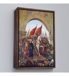 Çerçeveli Fausto Zonaro Fatih Sultan Mehmet İstanbul'a Girerken Kanvas Tablo (Siyah)