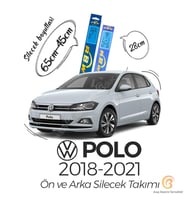 RBW Ön ve Arka Silecek Seti Volkswagen Polo 2018-2021 ile uyumlu (Siyah)