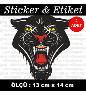 kaplan siyah başlı etiket sticker - 2 adet çıkartma araba motosiklet kask atv tablet pc buzdolabı otomobil bilgisayar uyumlu