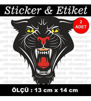 kaplan siyah başlı etiket sticker - 2 adet çıkartma araba motosiklet kask atv tablet pc buzdolabı otomobil bilgisayar uyumlu