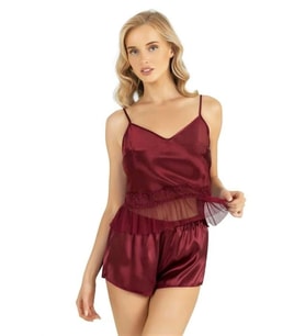 Arias Closet Bordo Saten Şort Takımı 9209