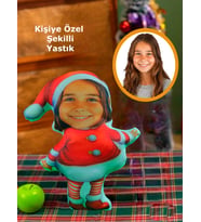 Kişiye Özel Noel Anne Yılbaşı Tasarımlı Şekilli Yastık