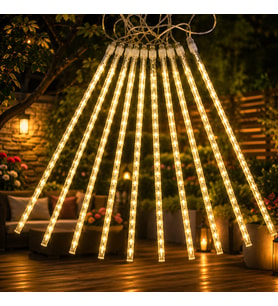 YÜKSEK KALİTE AKAN IŞIK GÜN IŞIĞI YAĞMUR DAMLASI LED IŞIK 10 DAL 45 CM ÇUBUKLAR 360 LEDLİ 4.60 METRE