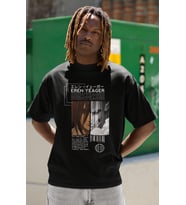 Tasarım Eren Yeager Attack On Titan Baskılı Unisex Oversize Anime Dizi Karakter Tişört