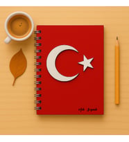 Kişiye Özel Ay Yıldız Spiralli Defter Ahşap Kapak,(Renkli mdf)