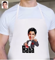 BK Gift Kişiye Özel Godfather Baba Karikatürlü Beyaz Mutfak Önlüğü-7