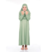 Pratik Çocuk Namaz Elbisesi 8-12 Yaş Mint Yeşili