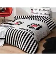Taraftar Lisanslı Nevresim Seti (nevresim+ yastık kılıfı) Tek Kişilik ( 160x220 cm) Yeni Sezon (Siyah Beyaz)