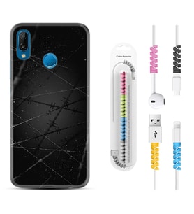 Huawei P20 Lite Mate 10 20 Lite Pro P40 Lite KılıfKablo Koruma Spiral Silikon Dikenli Tel 1779