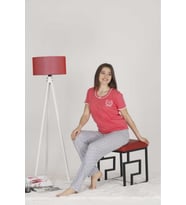 Teknur Kadın Modal Kumaş Kısa Kol PijamaTakımı T-72652 - Fuşya - M