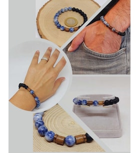 Sodalit & Oniks Taşı 8mm Unisex Tasarım Bileklik Hawaii Model (1914)