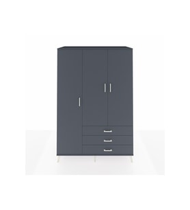 Kronos Dolap 6 Raflı 3 Çekmeceli Tek Askılı 132x59x195 Antrasit-Antrasit/Antrasit