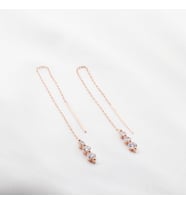 Tria Model Zirkon Taşlı Rose Gold Kaplama Gümüş Zincir Küpe