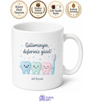 Diş Hekimine Özel Esprili Diş Tasarımlı Kahve Kupası Hediye Bardak