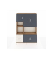 Arges Dolap 9 Raflı 3 Çekmeceli 5 Kapaklı 132x30x195 Çam-Antrasit/Aytaşı