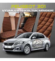 Peugeot 301 Kahverengi Renk Tay Tüyü Cepli & Terletmez Sırtlı Oto Koltuk Minder Seti - Koltuk Koruma Kılıfı (ÖN & ARKA TAM SET)