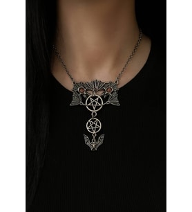 Şeytan Yarasa Ters Pentagram Unisex Gerdanlık Kolye – Gotik ve Mistik Tasarım
