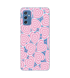 Samsung Galaxy M52 Uyumlu Kalp Desenli Şeffaf Telefon Kılıfı