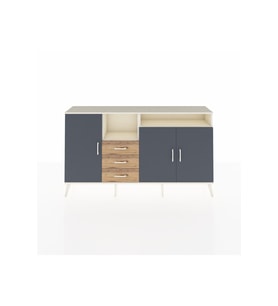 Arges Konsol 5 Raflı 3 Çekmeceli 3 Kapaklı 176x30x99 Aytaşı-Antrasit/Çam