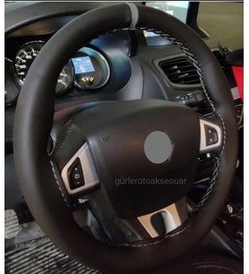 Renault Tüm Modellere Uyumlu Dikmeli Direksiyon Kılıfı Soft Gri Yüzüklü Model