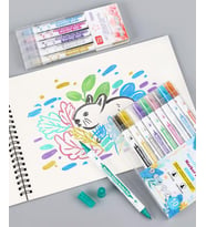 Metalik Glitter Marker 5li Çift Taraflı Kalem Seti
