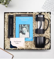 Kişiye Özel Siyah Mat Roller Kalem & Siyah Kupa & Siyah French Press & Kürk Mantolu Madonna Kitap Hediye Seti