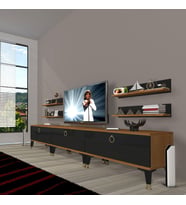Decoraktiv Eko 270R Mdf Gold Tv Ünitesi Tv Sehpası (Siyah - Ceviz)