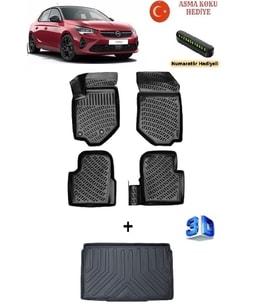 Opel Corsa F 2019 Sonrası Uyumlu (BENZİN/DİZEL) 3D Havuzlu Paspas ve Bagaj Havuzu Seti ASMA KOKU VE NUMARATÖR HEDİYELİ
