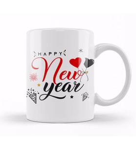 Yılbaşı Yeni Yıl Konseptli Happy New Year Kupa Bardak Porselen