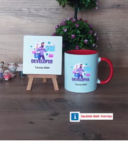 Developer Dekoratif Taş, Kupa Bardak Kırmızı Hediye (Model 1)