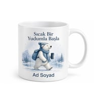 Kutup Ayısı Desenli Kış Çay Kupası Porselen Bardak Hediye Kupa