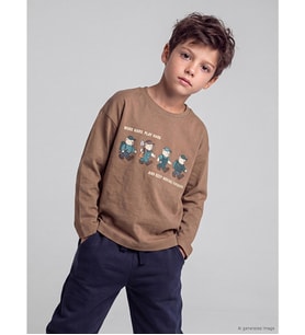LCW Kids Kahverengi Erkek Çocuk Uzun Kollu Tişört