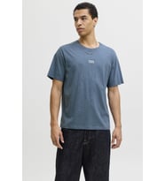 Jack & Jones Erkek Bisiklet Yaka Grafik Baskılı Tişört (Mavi)
