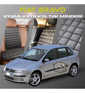 Fiat Bravo Antrasit Renk Tay Tüyü Cepli & Terletmez Sırtlı Oto Koltuk Minder Seti - Koltuk Koruma Kılıfı (ÖN & ARKA TAM SET)