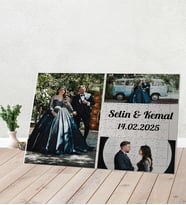 3 Fotoğraflı İsimli Tarihli Kişiye Özel Hediye Fotoğraflı Yapboz
