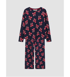 LCW Young Lacivert Fiyonk Baskılı Kadın Pijama Takımı