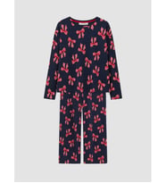 LCW Young Lacivert Fiyonk Baskılı Kadın Pijama Takımı