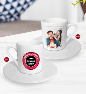 BK Gift Kişiye Özel Babalar Günü Hediyesi Fotoğraflı Türk Kahvesi Fincanı-86 (Beyaz)