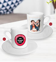 BK Gift Kişiye Özel Babalar Günü Hediyesi Fotoğraflı Türk Kahvesi Fincanı-86 (Beyaz)