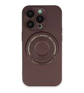 İPhone 13 Pro Uyumlu Standlı Magneticsafe Kahverengi Luta Kılıf