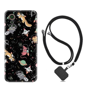 General Mobile GM 21 Pro GM 22 Pro Plus Kılıf Boyun Askılı Silikon Planet Animals 1771