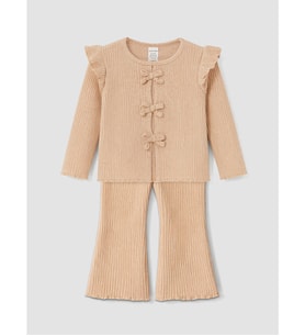LCW baby Bej Kız Bebek Üst Ve Pantolon Takım