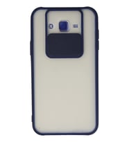 Mey İthalat® Samsung Galaxy J7 Kılıf Palm Buzlu Kamera Sürgülü Silikon - Lacivert
