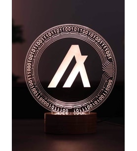 Algorand Algocoin Figürlü Dekoratif Hediye Led Masa Lambası 7 Işık Rengi Ahşap Taban (Sarı)