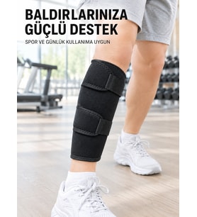 Ayarlanabilir Baldır Desteği Siyah Çift Bantlı Spor ve Yürüyüş Baldırlığı