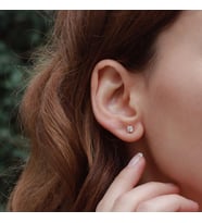 Starlight Diamond Tek Taş Round Kesim Gold Kaplama Küpe