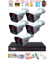 FURY 5 Kameralı 2MP Full HD Görüntü 6 Atom Led Gece Görüşlü Dış Mekan Güvenlik Kamerası Seti 320GB