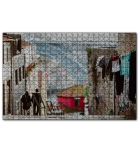 Cakapuzzle Nostaljik Sokak Merdiven Çamaşır 120 Parça Puzzle Yapboz MDF (Ahşap)