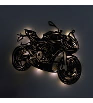 Lucenda Led Işıklı Motor Dekoratif Tablo Duvar Dekorlu Gece Lambası (Sarı)