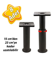 8 Adet Modül Ayarlanabilir Destek Ayağı 15 X 23 Cm Siyah Ayak Mobilya Kanepe Baza Koltuk Ünite Ayakları
